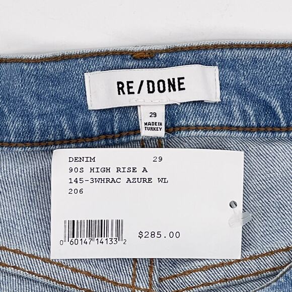 RE/DONE NWT 90s High-Rise Ankle Crop Jeans Worn Light Azure Women’s Size 29 - Picture 5 of 8